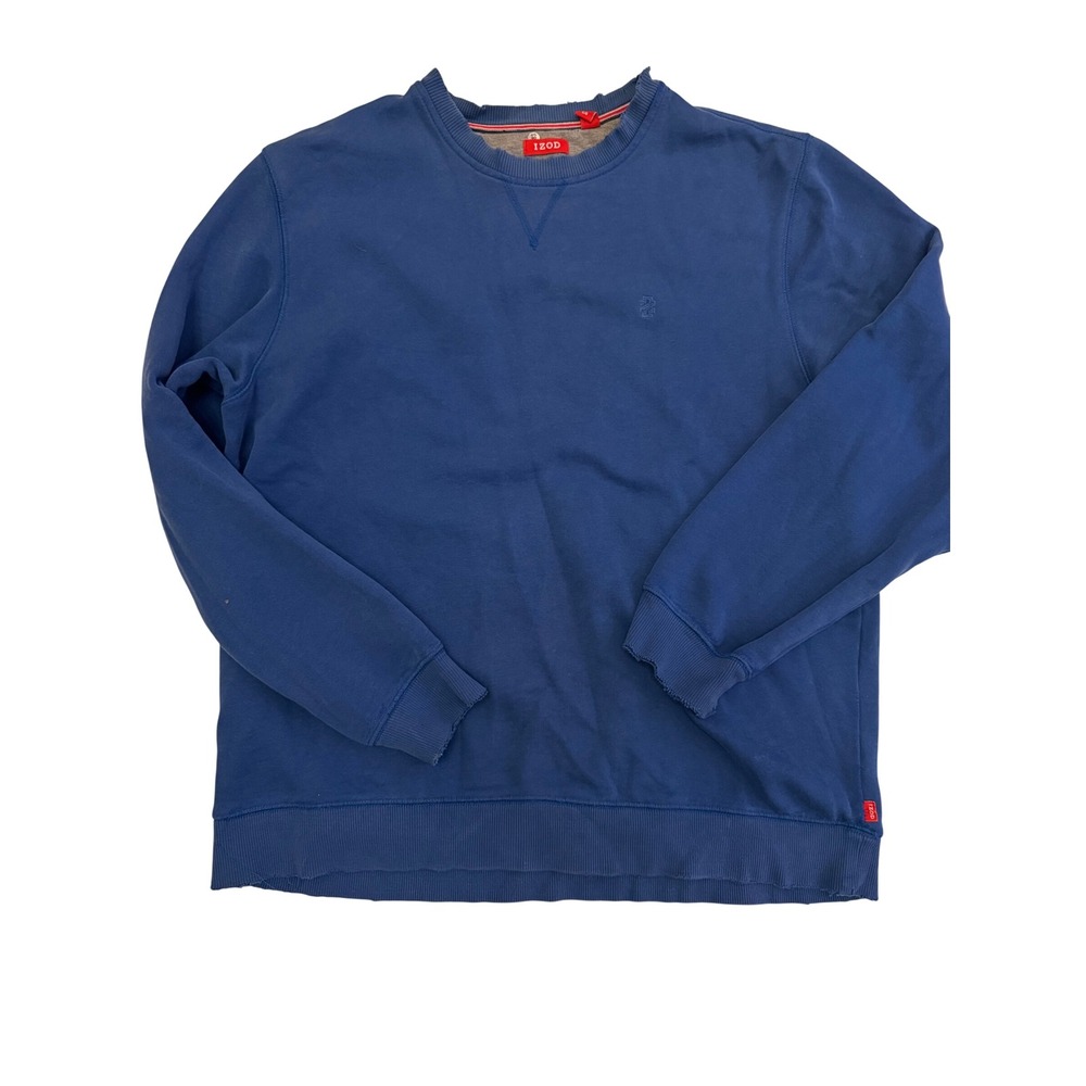 IZOD Crewneck Sweatshirt Royal Blue Men's Large Distressed Worn In